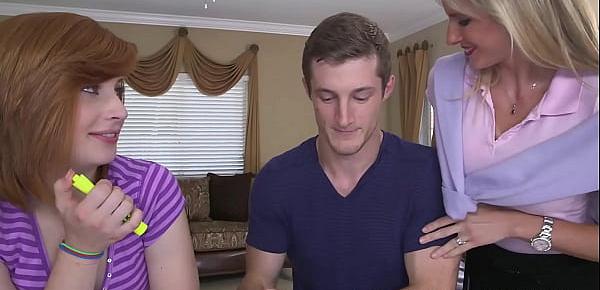  Little teen cutie blows dick before stepmom gets to ride it